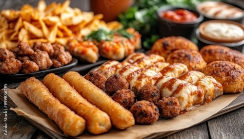 Ultimate Party Platter Cheesy Nachos, Fried Mozzarella Sticks, Spicy Sliders More Perfect for Game Day, Family Gatherings, or Any Occasion Delicious and Easy to Share photo