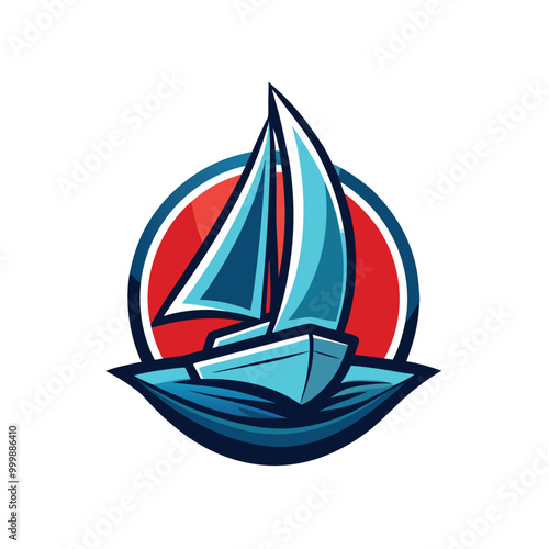 A minimalist Boat Logo vector art illustration, simple Sailing Boat icon logo