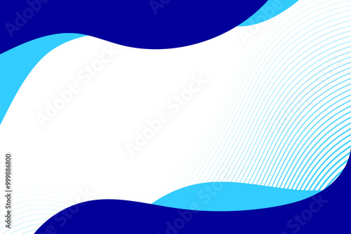 Blue abstract fluid solid style wavy bg design in white background with curve lines