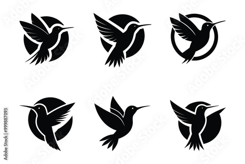 Set of Sparrow vector art silhouette logo icon illustration design