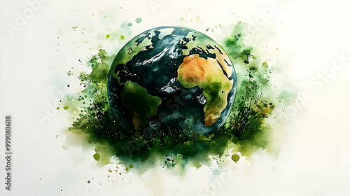Earth Watercolor Painting, ...