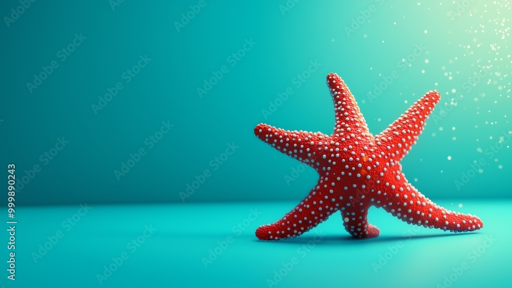 A vibrant colour starfish on a turquoise background, highlighting its unique shape and marine beauty A vibrant colour starfish on a turquoise background, highlighting its unique shape and marine beauty
