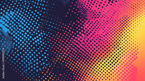 Energetic Blue Pink Halftone Gradient Abstract Background With Vibrant Dots