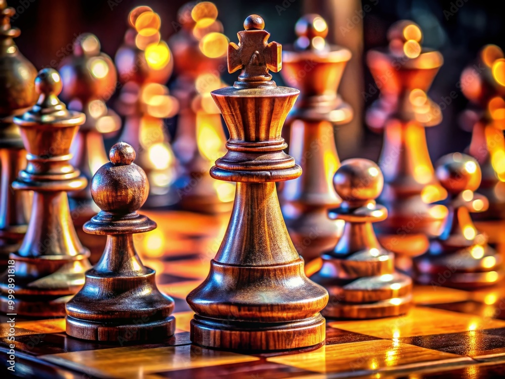 Captivating Close-Up Images of Various Chess Pieces on a Beautifully Crafted Wooden Chessboard Captivating Close-Up Images of Various Chess Pieces on a Beautifully Crafted Wooden Chessboard
