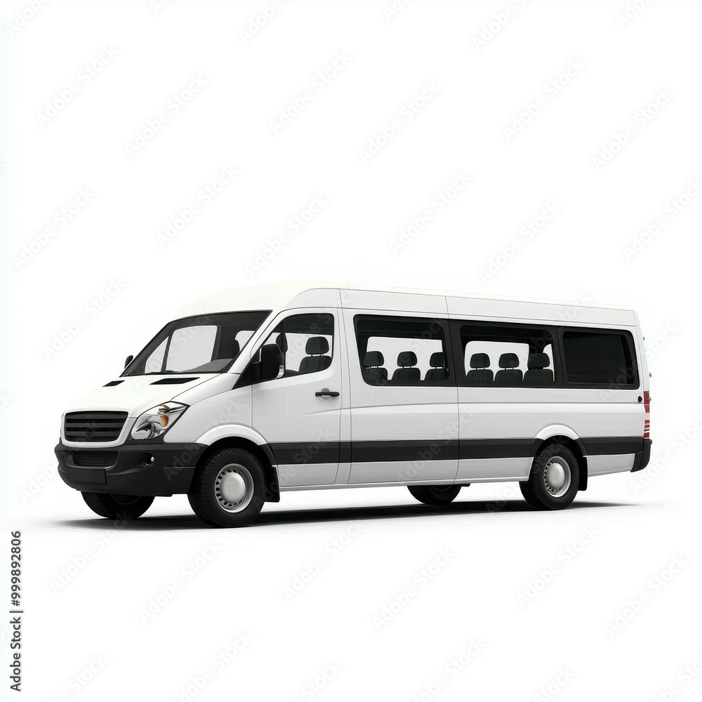 White Minivan on Isolated Background for Family Use White Minivan on Isolated Background for Family Use