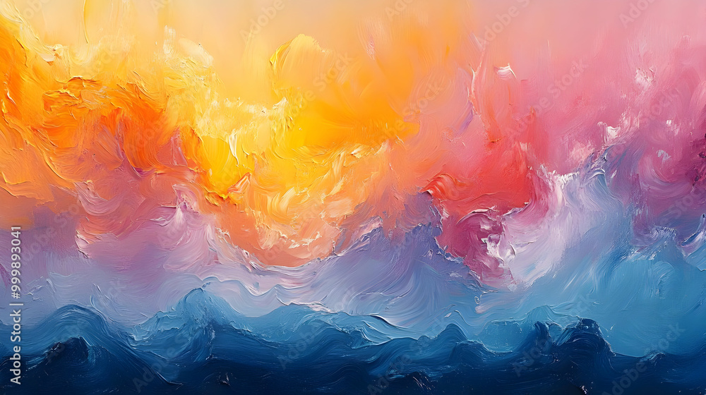 Fototapeta premium Abstract Painting with Vivid Colors and Brushstrokes