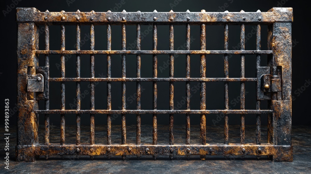 Metal Prison Bars Grid Symbolizing Law and Justice in a Punishment Context Metal Prison Bars Grid Symbolizing Law and Justice in a Punishment Context