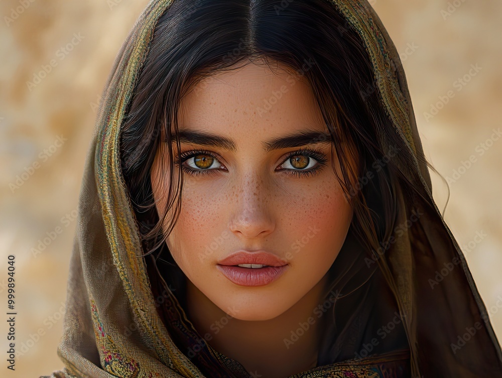 Close-up Portrait of a Woman with Brown Eyes and Freckles Close-up Portrait of a Woman with Brown Eyes and Freckles