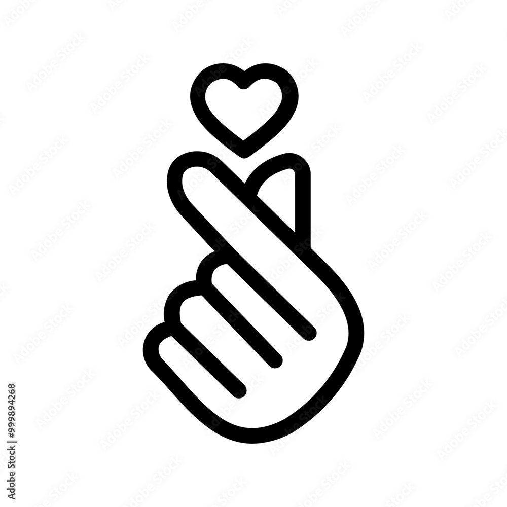 Korean love ico sign. Finger love symbol. valentine's day poster decoration color editable Korean love ico sign. Finger love symbol. valentine's day poster decoration color editable