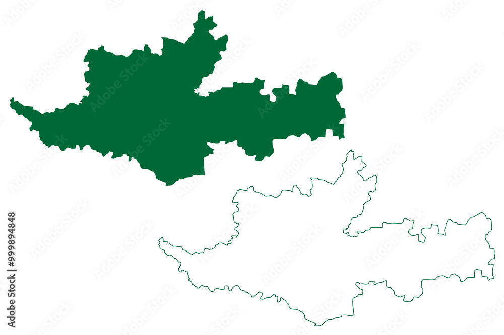 Naklejka premium Sangli district (Maharashtra State, Pune Division, Republic of India) map vector illustration, scribble sketch Sangli map