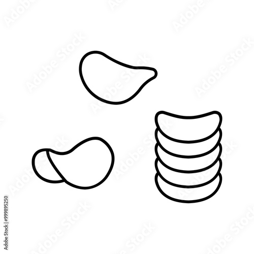 Potato chips line icon. Salty snacks vector symbol color editable