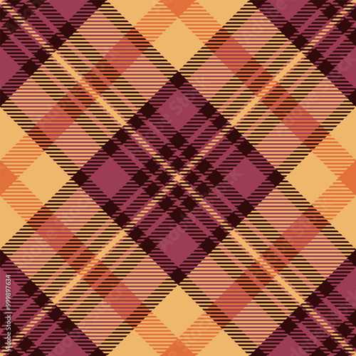 Various background seamless vector, foot textile fabric texture. Masculine check plaid tartan pattern in orange and red colors.