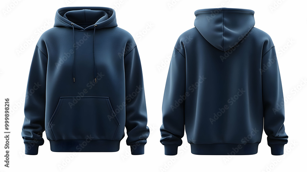 Navy Blue Hoodie Mockup: Front and Back View for Design Inspiration ...