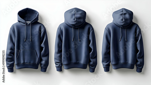 Navy Blue Hoodie Mockup: Fr...