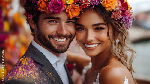 Wedding Couple Smiles with ...