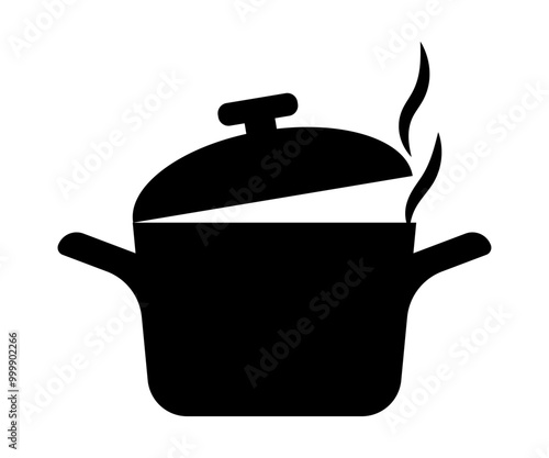 hot pot icon. black flat pan icon.