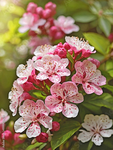 Vibrant Kalmia Latifolia Blossoms in a Sunlit Garden