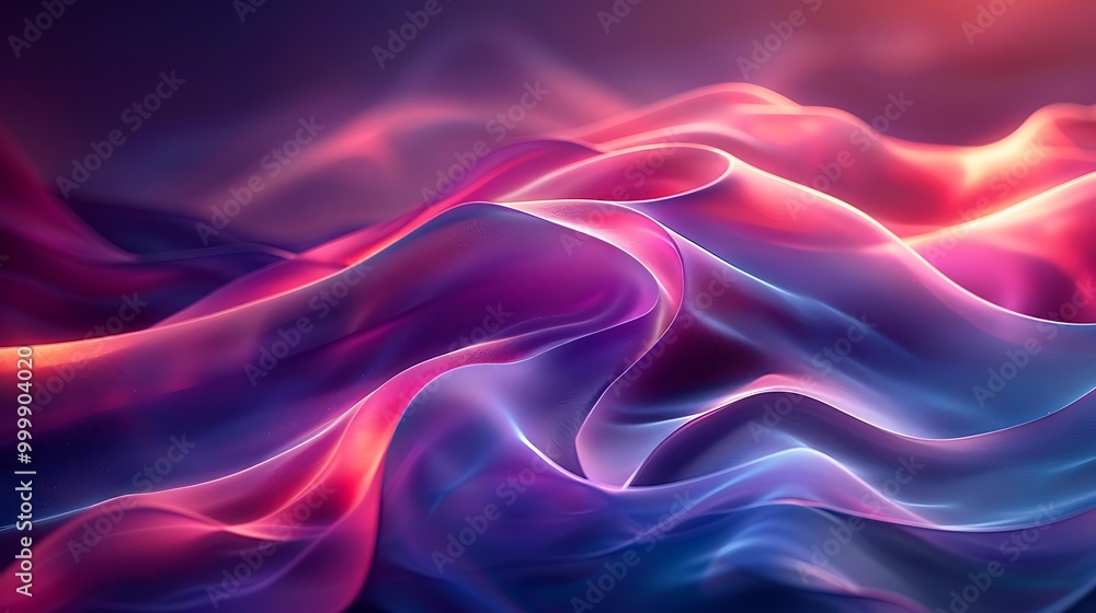 Fototapeta premium A vibrant, abstract wave-like composition with fluid colors and smooth gradients.