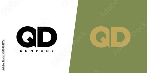 Letter Q and D, QD logo design template. Minimal monogram initial based logotype.