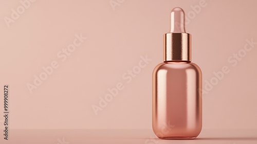 Rose gold serum packaging with a matte finish, close-up against a neutral background. No logo. No people.