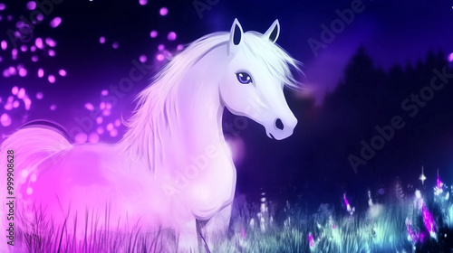 girly white horse on the meadow spirit animal