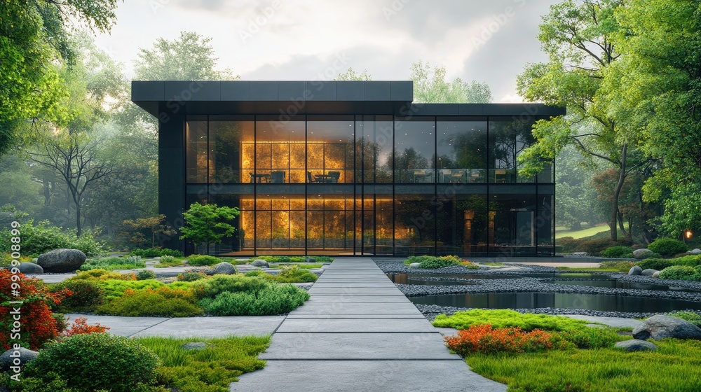 Sustainable Eco-Friendly Office Building with Glass Walls for Modern Workspaces Sustainable Eco-Friendly Office Building with Glass Walls for Modern Workspaces