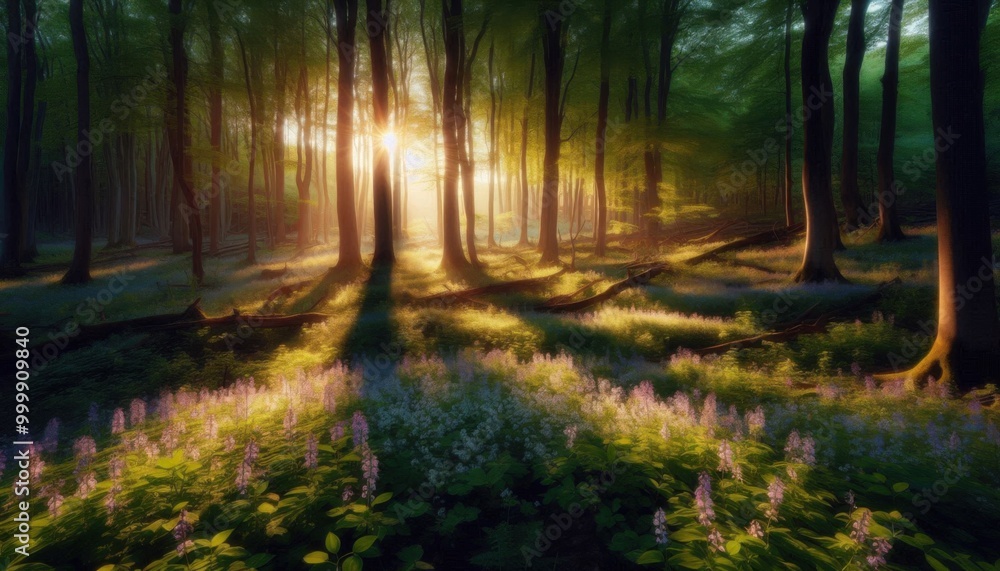 Obraz premium sunset in forest