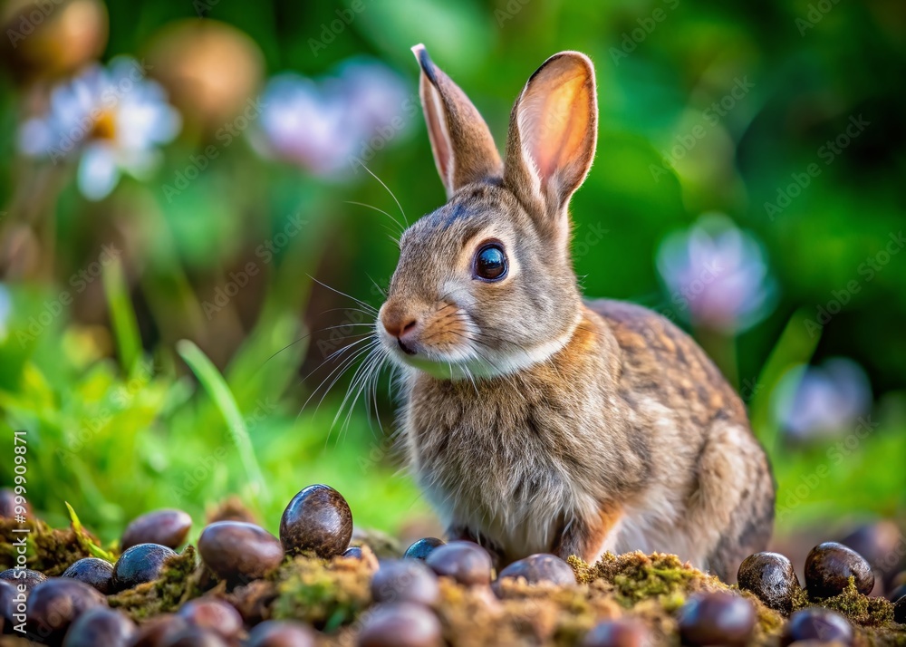 Close-Up Images of Wild Rabbit Droppings in Natural Habitat for Nature and Wildlife Photography Use Close-Up Images of Wild Rabbit Droppings in Natural Habitat for Nature and Wildlife Photography Use