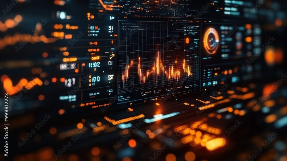 Naklejka premium Sleek Digital Background with Data Visualizations