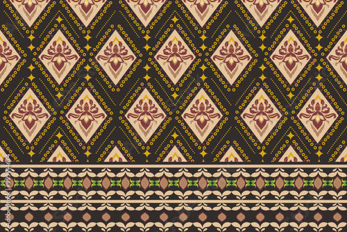 vector, Victorian Damask Pattern, Dark tone, golden yellow, Luxury, Seamless, Oriental Ethnic, Traditional, Aztec Abstract, Design for Surface, Fabric, Clothing, Textiles and Decor.