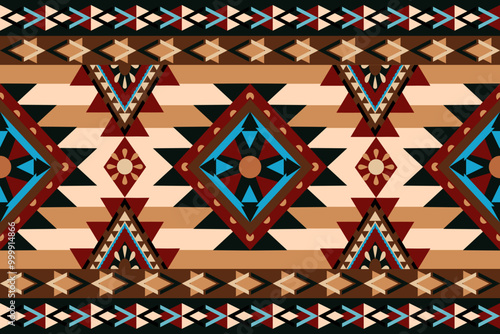 navajo tribal seamless vector pattern. Red cream color. Native American ornament. Abstract geometric background. Aztec native style. For decoration, vintage clothing, textile, fashion etc.