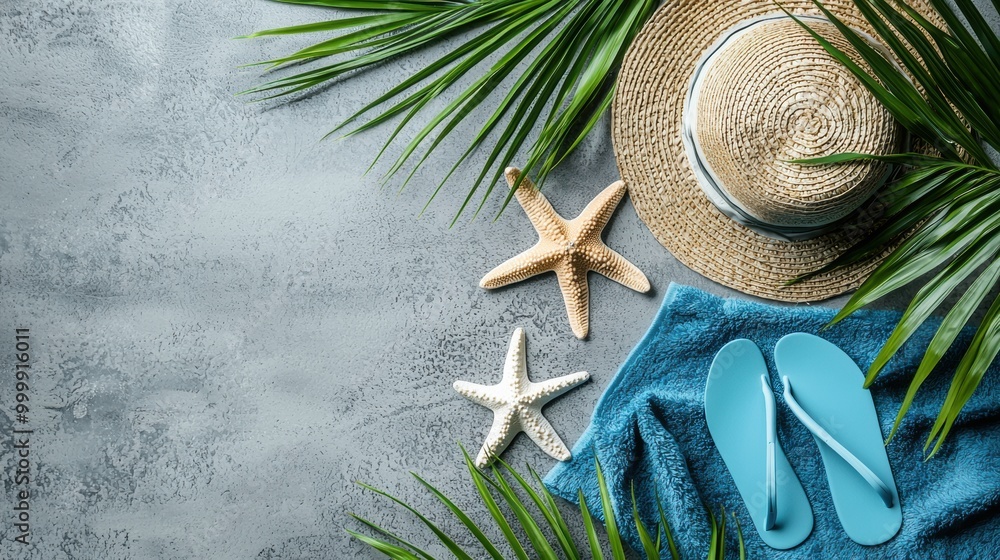 Serene Tropical Beach Getaway with Palm Trees and Starfish Serene Tropical Beach Getaway with Palm Trees and Starfish
