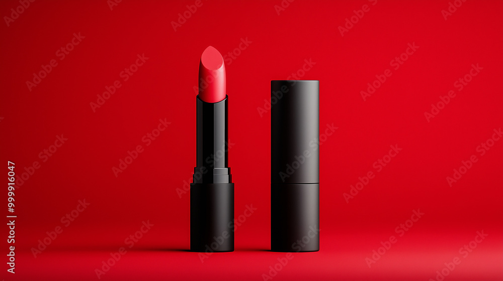 Bold red lipstick on a striking red background Bold red lipstick on a striking red background