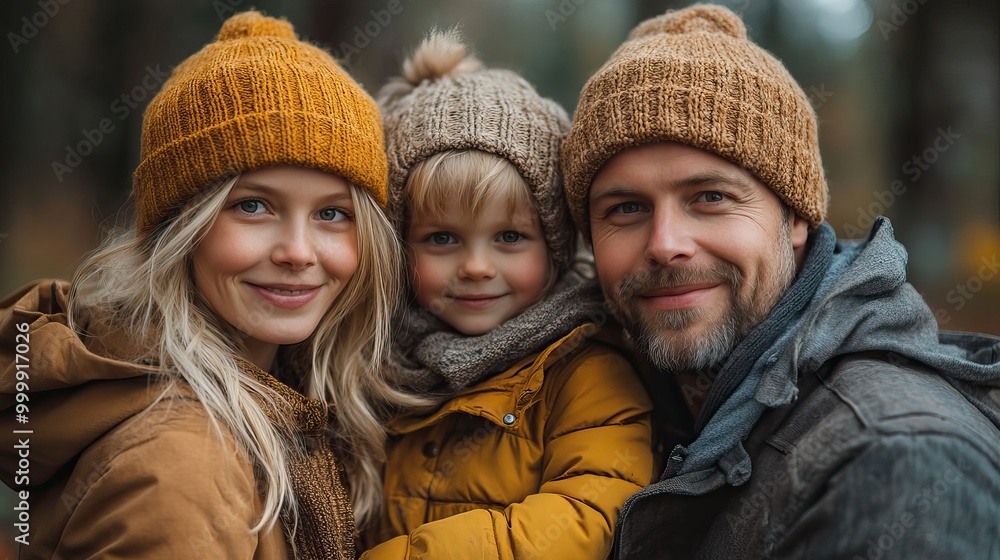 portrait of happy family with kids in a forest portrait of happy family with kids in a forest