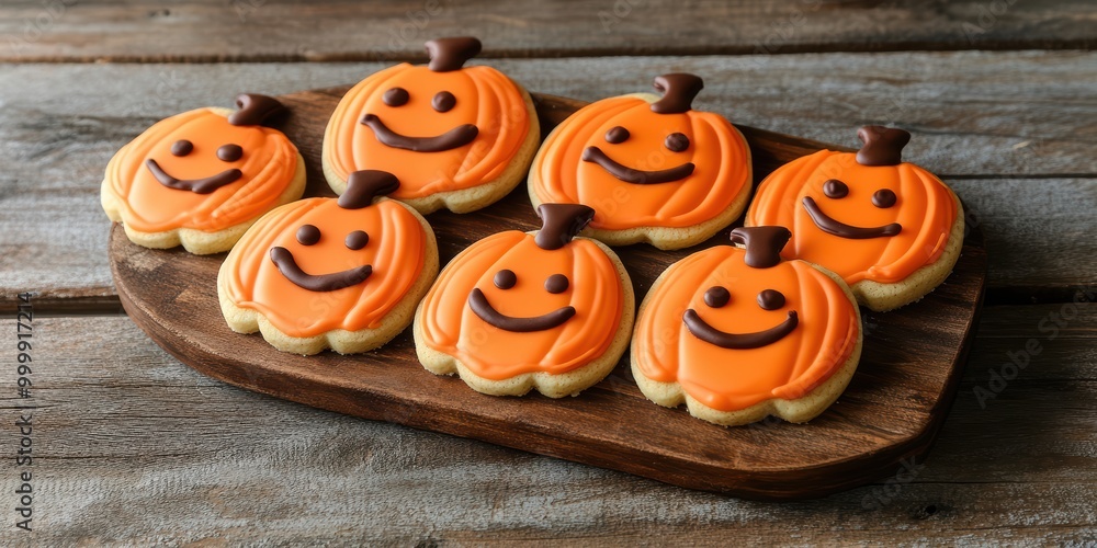 Pumpkin Shaped Cookies with Smiley Faces Pumpkin Shaped Cookies with Smiley Faces