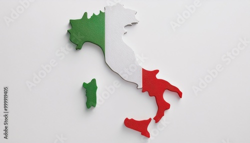 picture of the Italian flag maps by following the shape of the map on a plain white background 