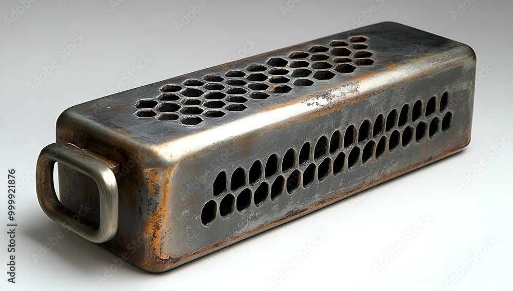 a metal object with holes. a metal object with holes.