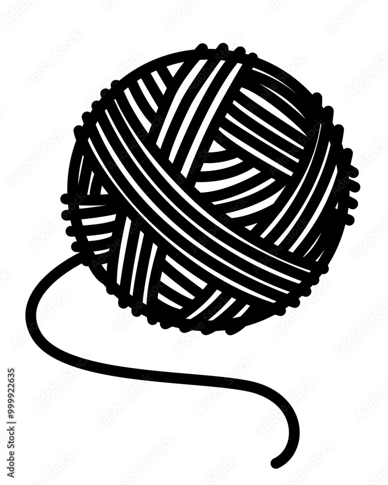 Knitting Tangle. Knitting thread coiled into a ball - vector silhouette illustration for logo or pictogram. A ball of wool for handmade - a sign or symbol for identity Knitting Tangle. Knitting thread coiled into a ball - vector silhouette illustration for logo or pictogram. A ball of wool for handmade - a sign or symbol for identity