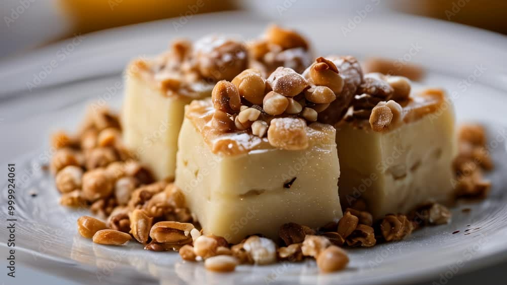 Delicious dessert with a crunchy topping ready to be enjoyed Delicious dessert with a crunchy topping ready to be enjoyed