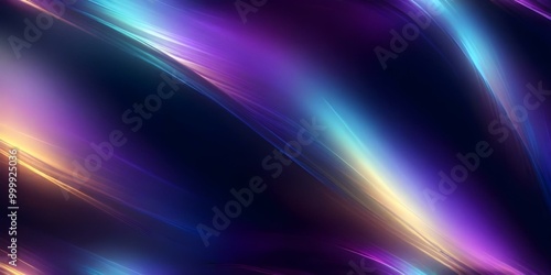 Colorful abstract background with blurred rainbow-like light streaks and gradients in shades of purple, blue, and teal