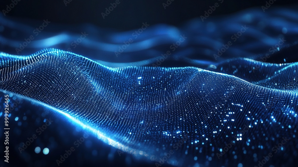 Abstract Blue Waves of Light and Digital Particles Abstract Blue Waves of Light and Digital Particles