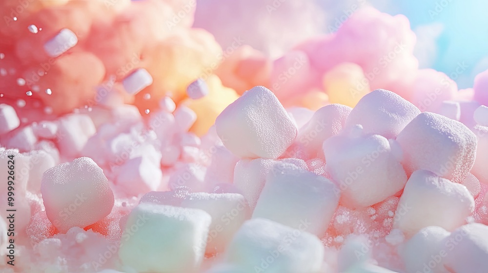 A colorful arrangement of marshmallows and fluffy textures, evoking a whimsical and sweet atmosphere. A colorful arrangement of marshmallows and fluffy textures, evoking a whimsical and sweet atmosphere.