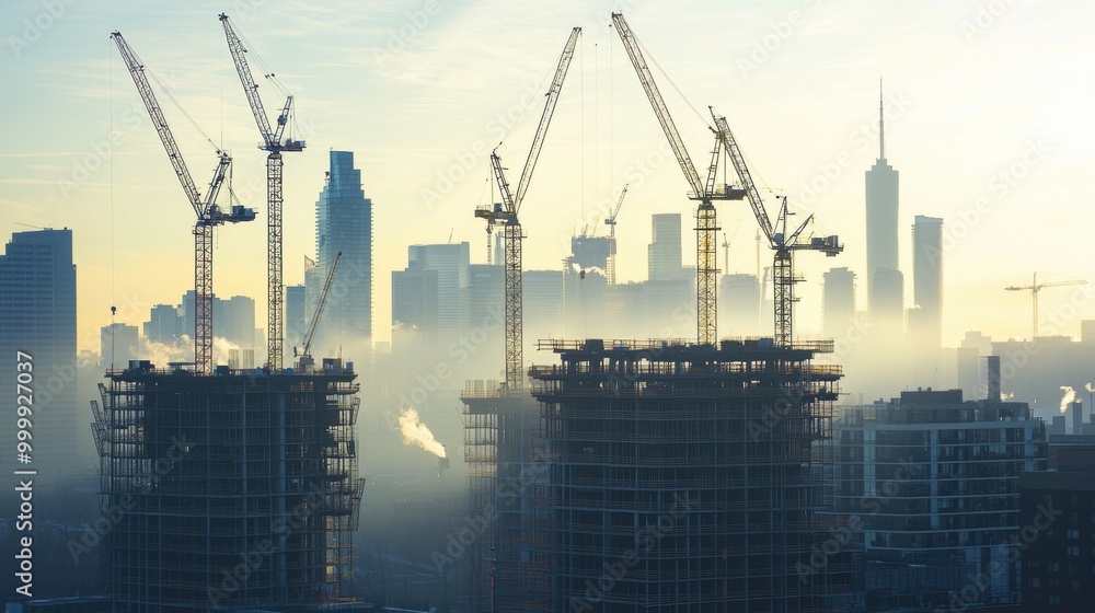 Towering Cranes Reshaping the Urban Skyline of a Thriving Metropolis Towering Cranes Reshaping the Urban Skyline of a Thriving Metropolis