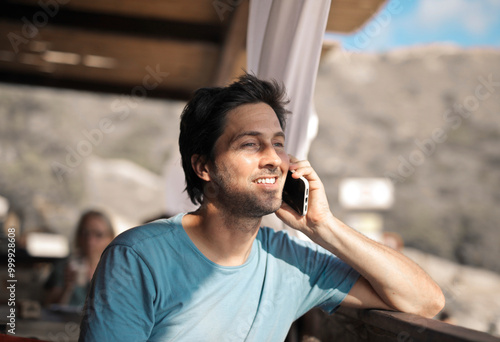 young man on the phone