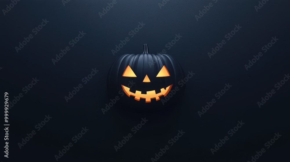 Fototapeta premium Minimal Halloween Pumpkin Backdrop in Dark Setting