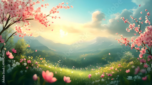 Blooming Springtime Landsca...