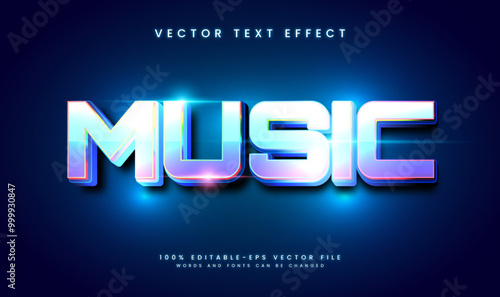 Music editable vector text effect, with modern technology concept