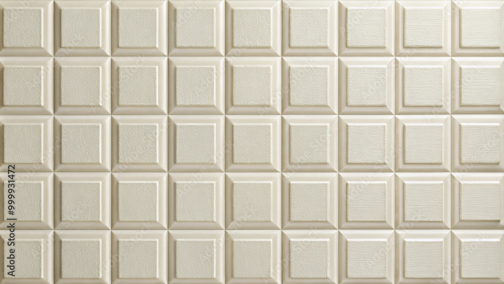 Crisp white squares subtly debossed into creamy background create textured and elegant surface, perfect for modern interiors. This design adds touch of sophistication to any space Crisp white squares subtly debossed into creamy background create textured and elegant surface, perfect for modern interiors. This design adds touch of sophistication to any space