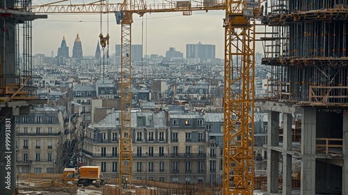 Wallpaper Mural Aerial panoramic view of modern skyscrapers and high rise buildings under construction in a bustling metropolitan city Torontodigital.ca