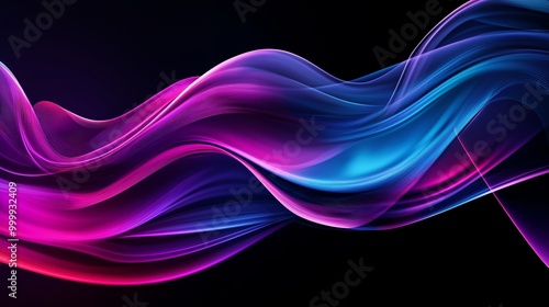 Abstract blue and purple liquid wavy shapes futuristic banner. Glowing retro waves background